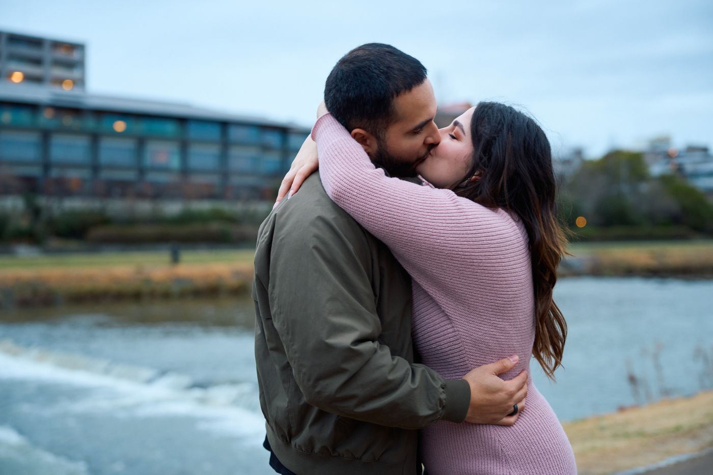 A kiss beside the Kamo River
